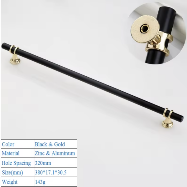 Rio black and Gold Modern Minimalist Cabinet Door Handles